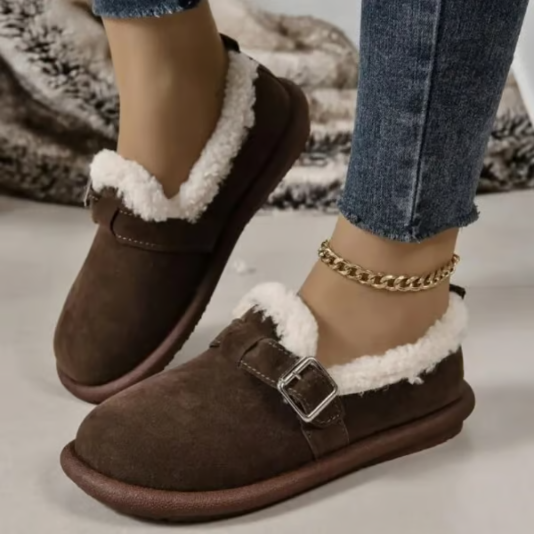 Zapatos Planos de Peluche con Punta Redonda para Mujer
