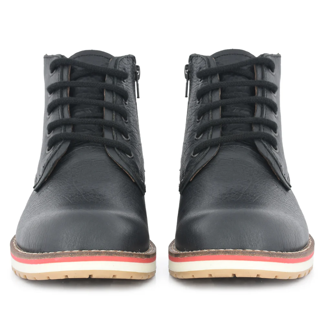 Botín de Cuero Negro con Base Tricolor Para Hombre®