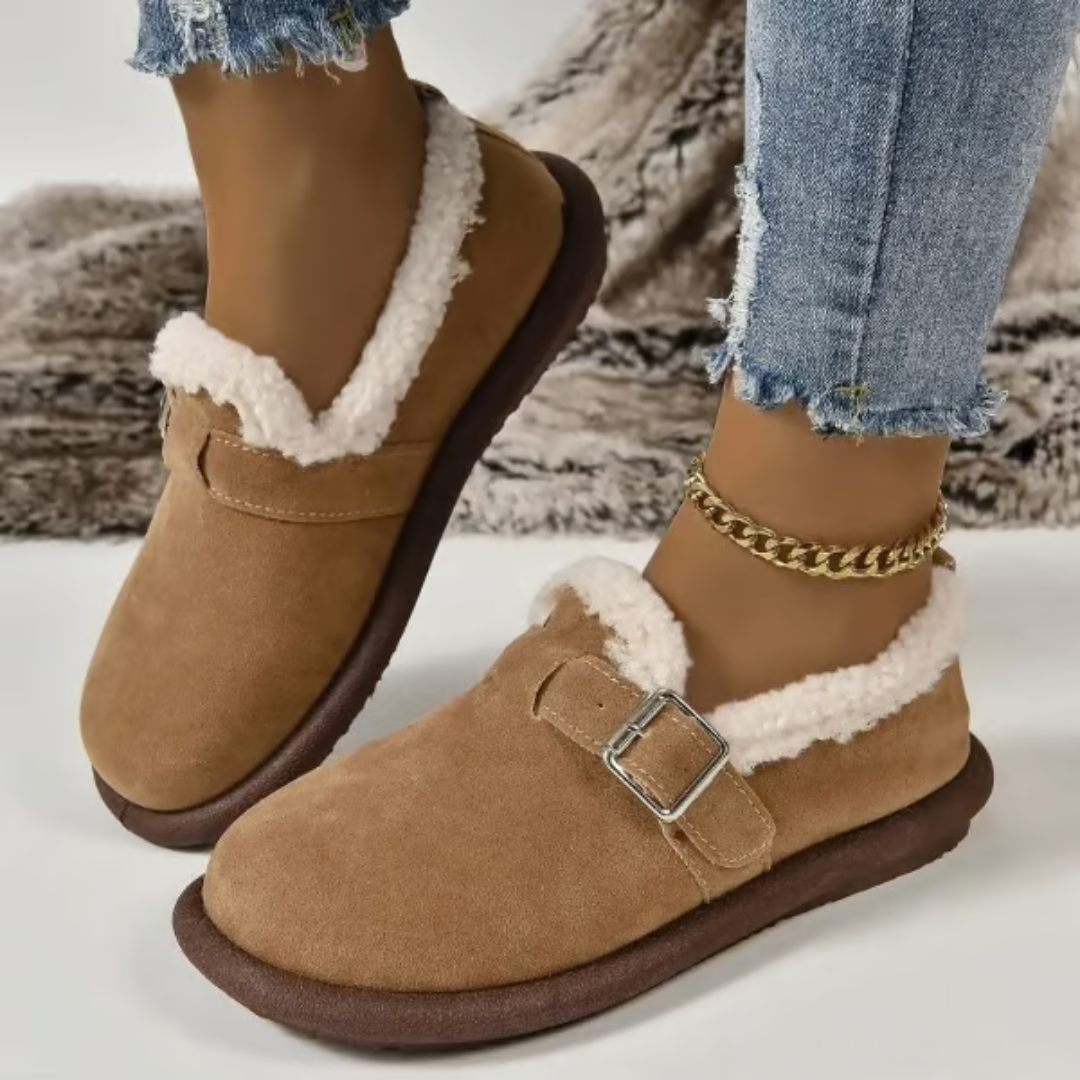 Zapatos Planos de Peluche con Punta Redonda para Mujer