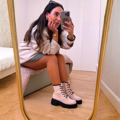 Bota militar con plataforma efecto ante para mujer