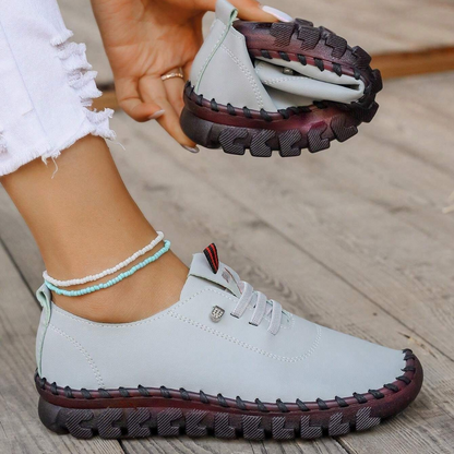 Zapatos planos con cordones, suela antideslizante suaves para mujer