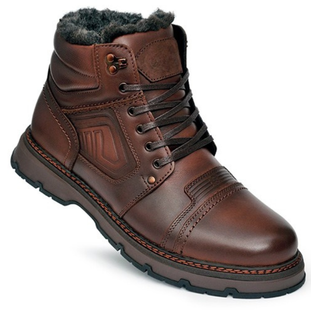 Botas de invierno para hombre de cuero auténtico marrón®