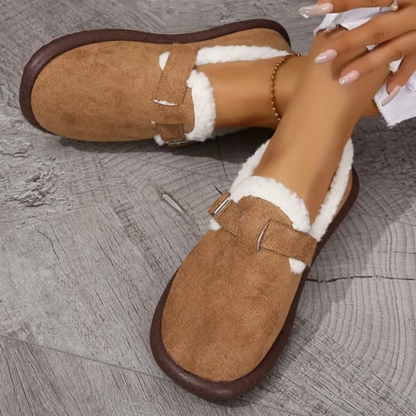 Zapatos Planos de Peluche con Punta Redonda para Mujer