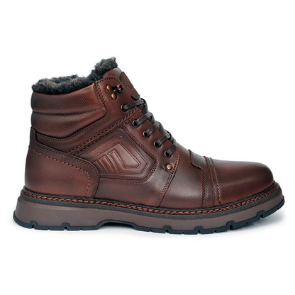 Botas de invierno para hombre de cuero auténtico marrón®
