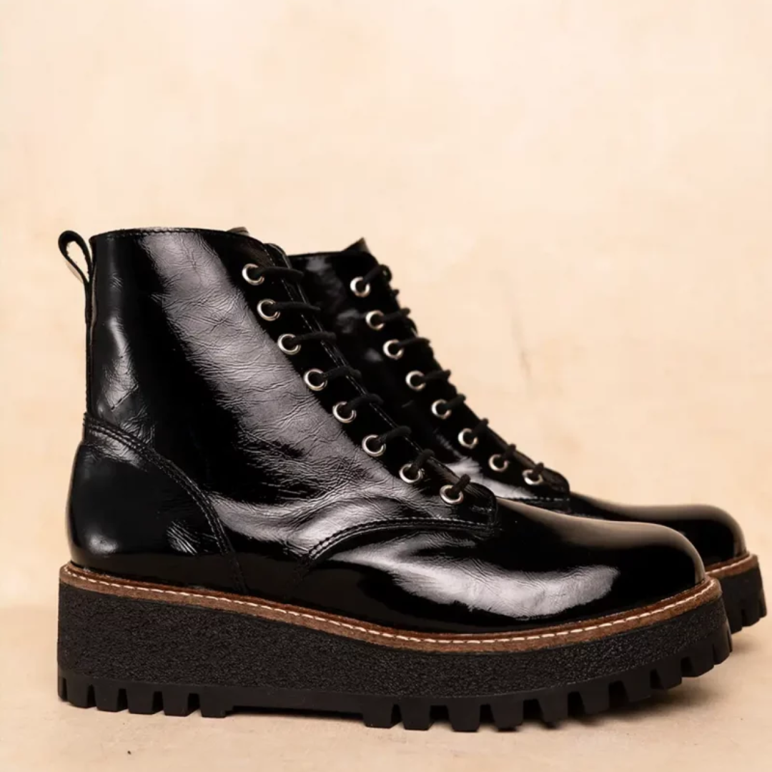 Botas de cuero con plataforma para mujer