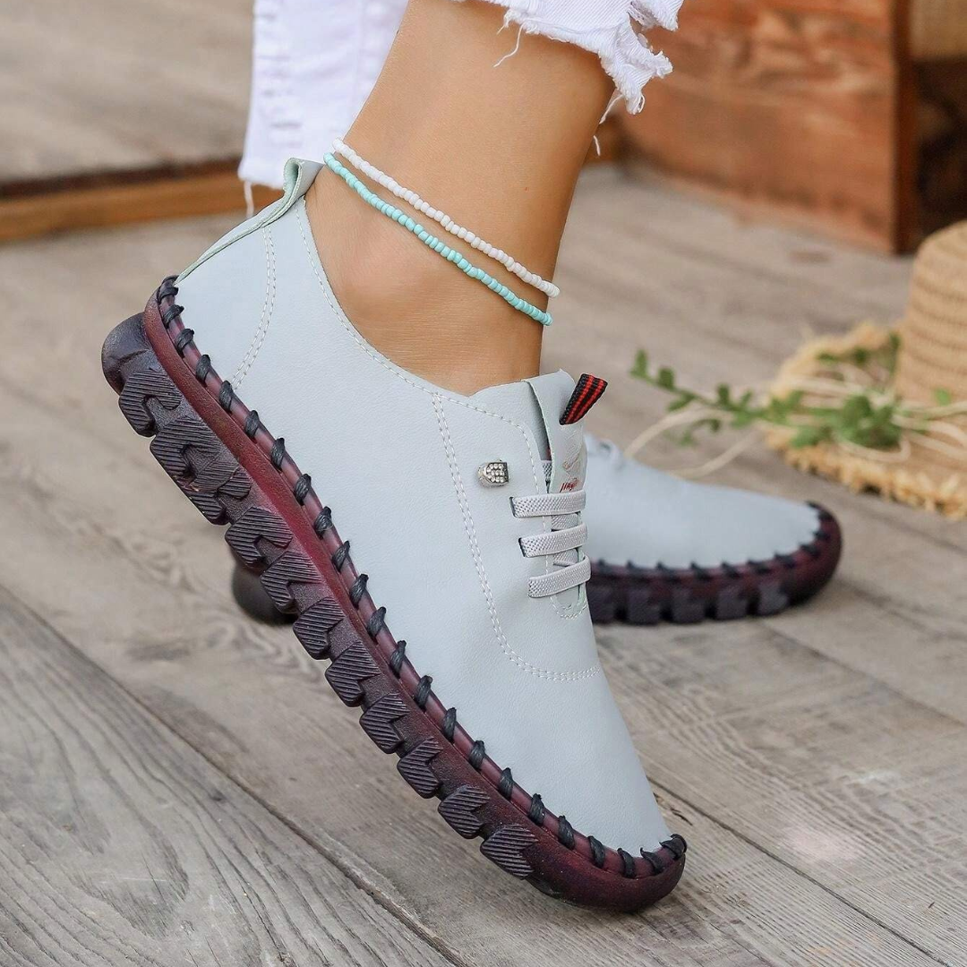 Zapatos planos con cordones, suela antideslizante suaves para mujer