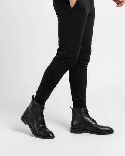 Botas Estilo Brogue en Cuero para Hombre