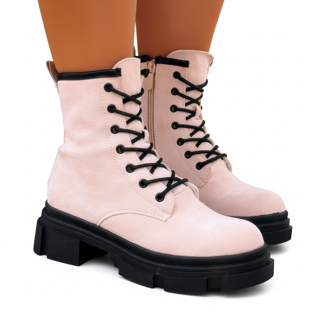 Bota militar con plataforma efecto ante para mujer