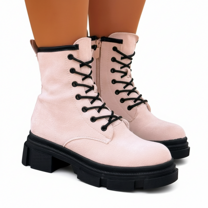 Bota militar con plataforma efecto ante para mujer