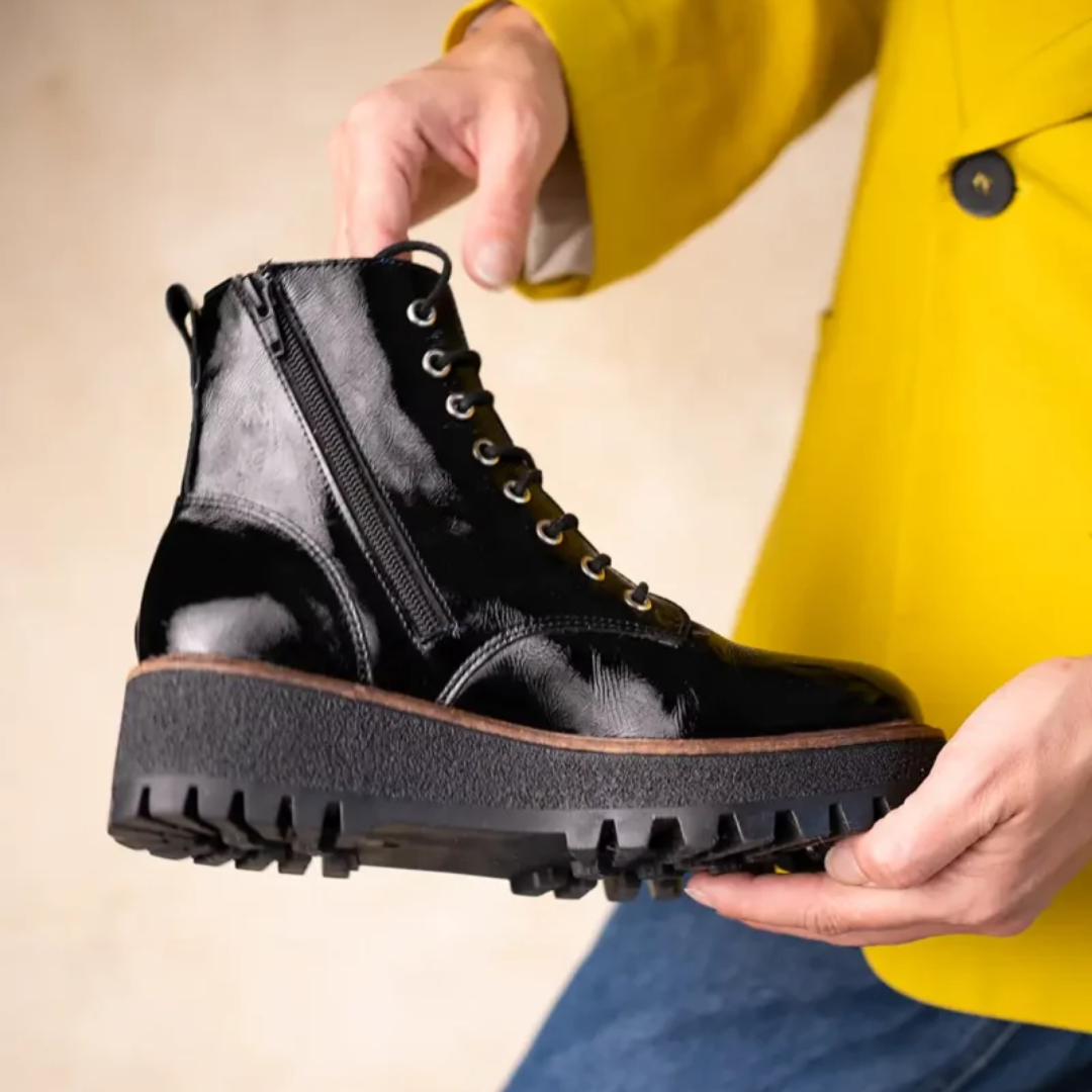 Botas de cuero con plataforma para mujer
