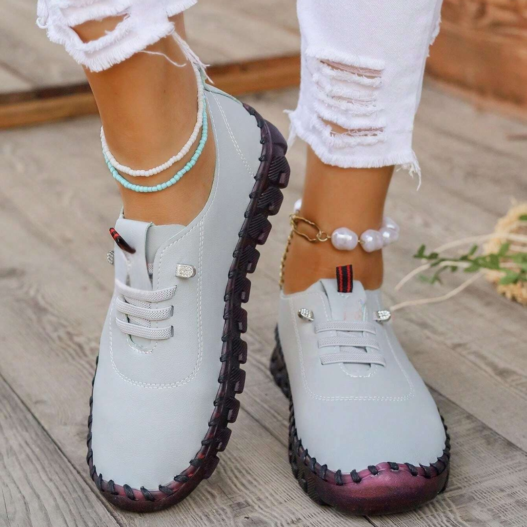 Zapatos planos con cordones, suela antideslizante suaves para mujer