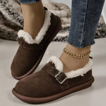 Zapatos Planos de Peluche con Punta Redonda para Mujer