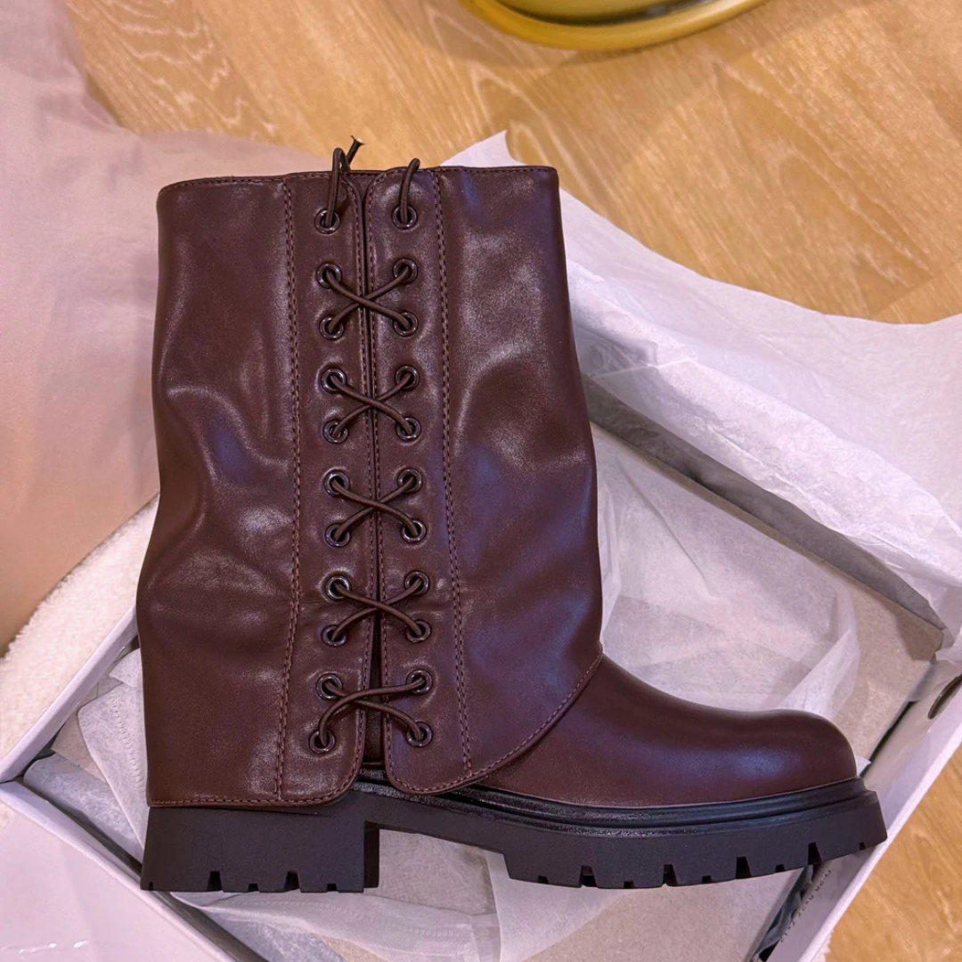Botas estilo militar con cordones y suela resistente para mujer
