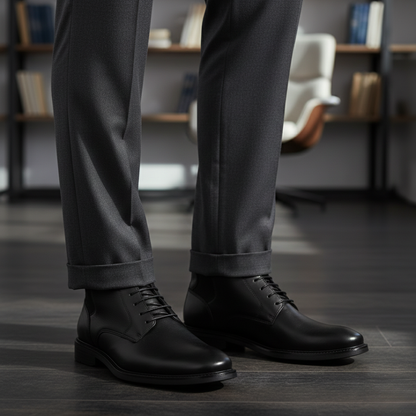 Bota de cuero con elástico lateral para hombre