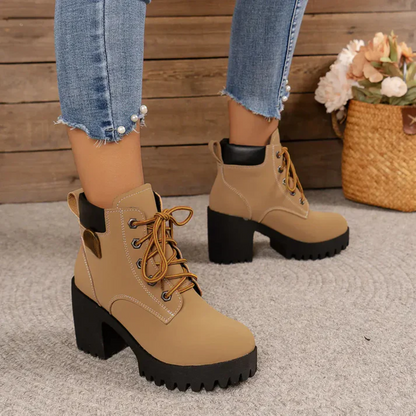 Botas de plataforma de cuero para mujer