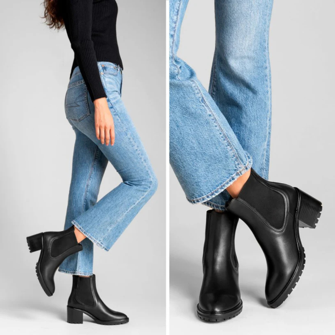 Botas de Cuero con Tacón para Mujer