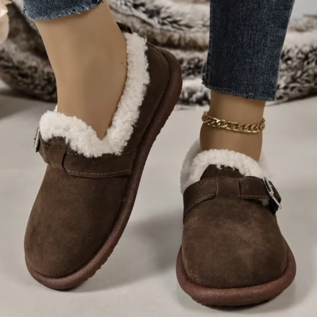 Zapatos Planos de Peluche con Punta Redonda para Mujer