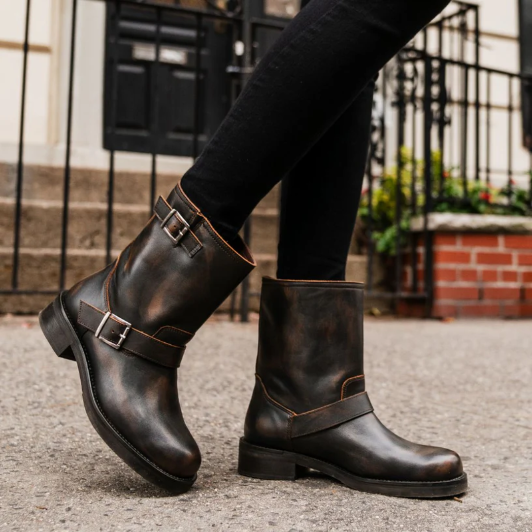Botas de cuero estilo vintage para mujer