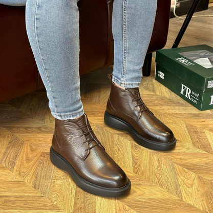 Botas en Cuero de Textura Rugosa para Hombre