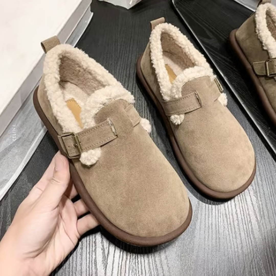 Zapatos Planos de Peluche con Punta Redonda para Mujer