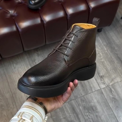 Botas en Cuero de Textura Rugosa para Hombre
