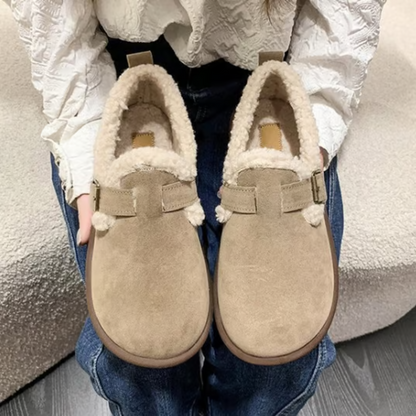 Zapatos Planos de Peluche con Punta Redonda para Mujer