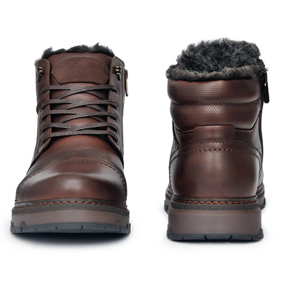 Botas de invierno para hombre de cuero auténtico marrón®
