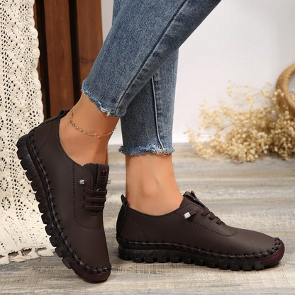 Zapatos planos con cordones, suela antideslizante suaves para mujer