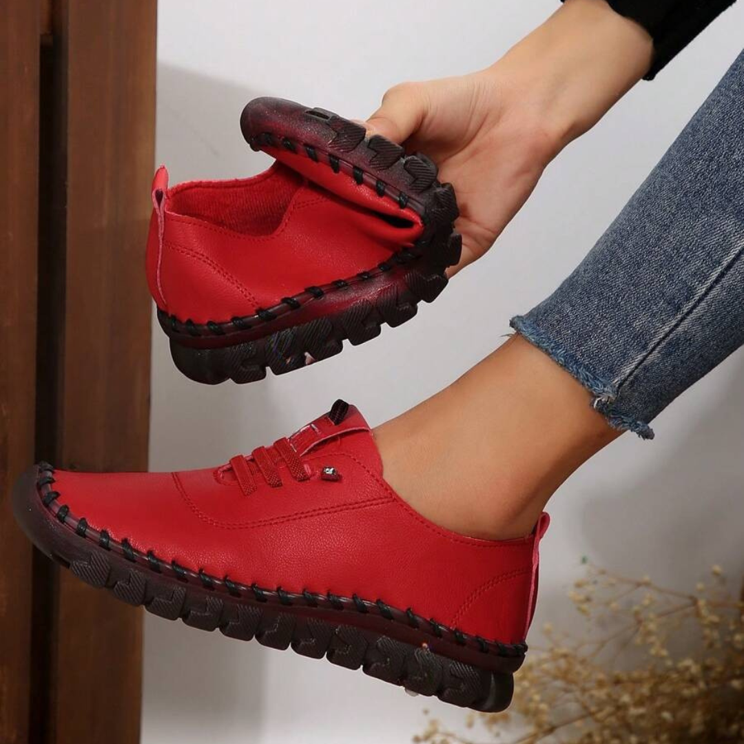 Zapatos planos con cordones, suela antideslizante suaves para mujer