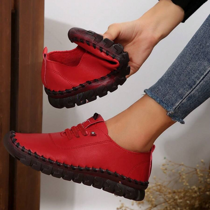 Zapatos planos con cordones, suela antideslizante suaves para mujer