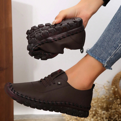 Zapatos planos con cordones, suela antideslizante suaves para mujer